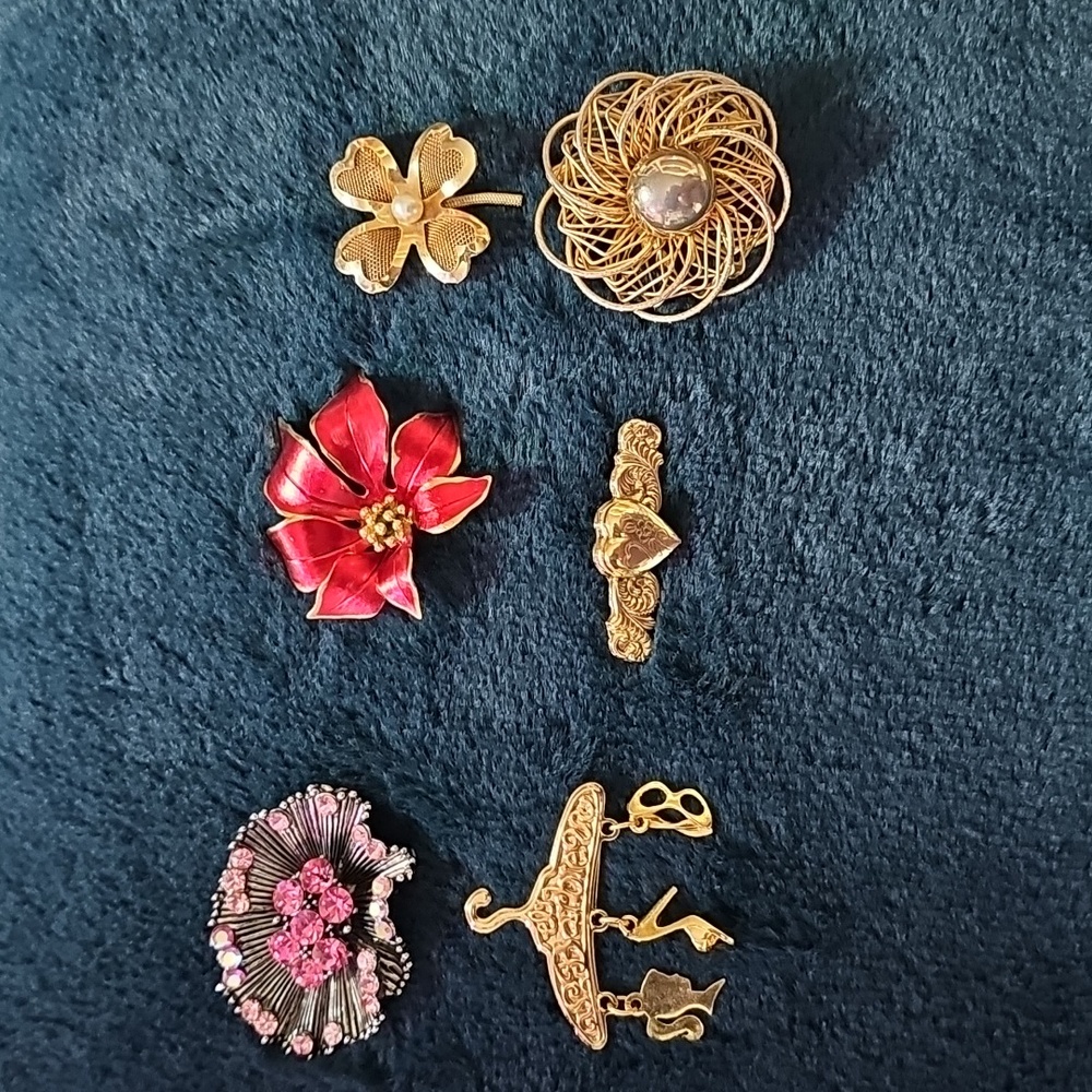 6 Vintage Brooches